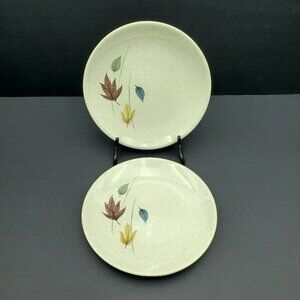 Franciscan Autumn Leaves Bread Plates Speckled Fall Leaf Dessert Snack Plates